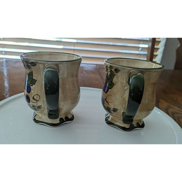 Vtg Home Trends Granada Tuscan Fruit 4" coffee mugs 2 each - Picture 5 of 12